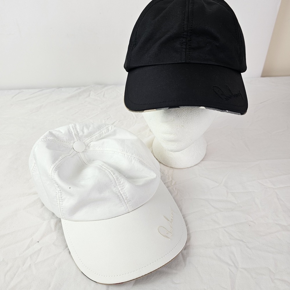 Burberry London Lot 2 Baseball Caps Hats Black White Nova Check Lining Poly O/S